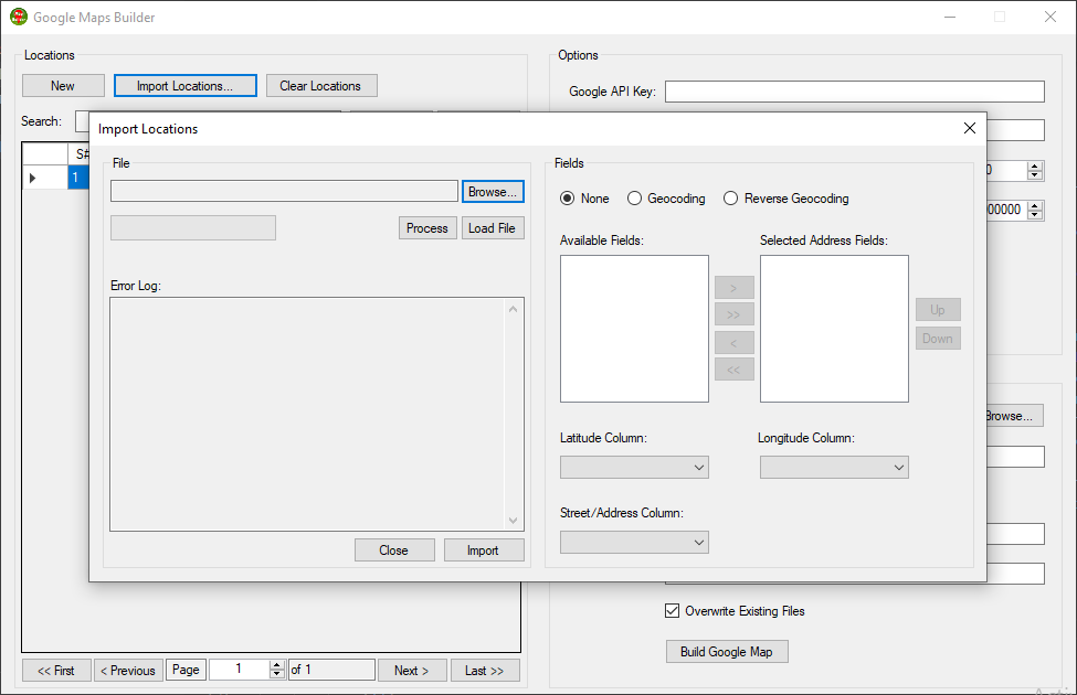 Import Locations Form