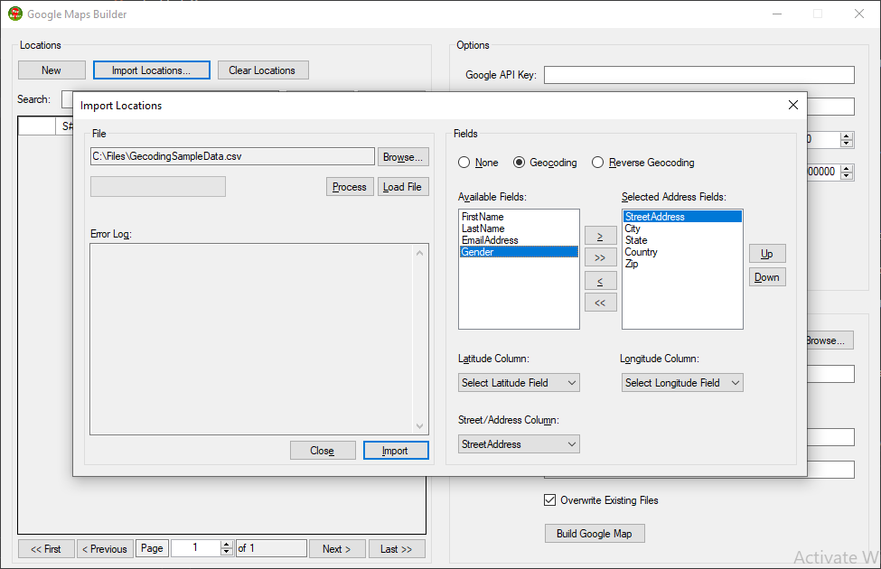Selected Address Fields